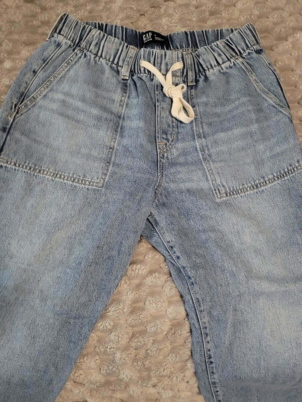 GAP Mid Rise SuperSoft Pull-On Barrel Jeans Sz M - Picture 6 of 13